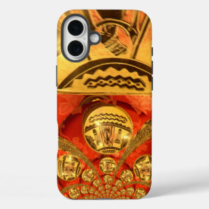Afrikanische Kulturkunst: Rich Golden Red Design iPhone 16 Plus Hülle