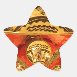 Afrikanische Kulturkunst: Rich Golden Red Design Stern-Aufkleber