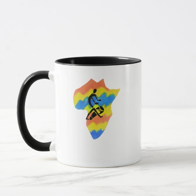 Afrikanische Kunst, Afrika Form, Silhouette Drumme Tasse (Links)