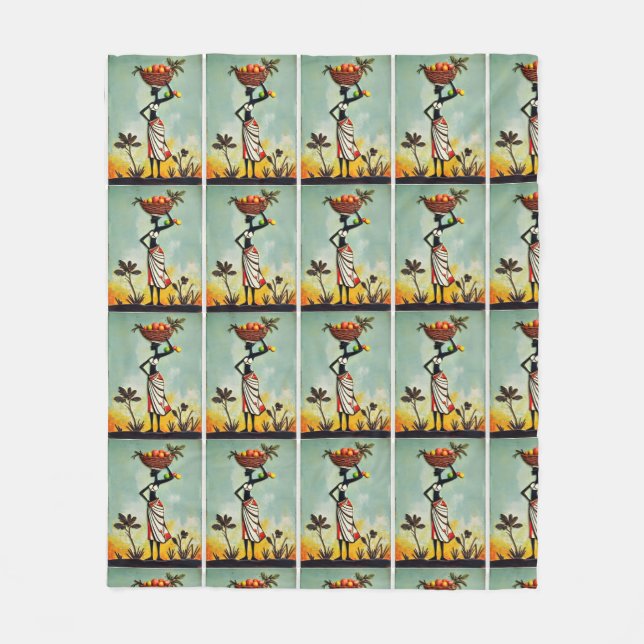 Afrikanische Kunst bei der Darstellung einer Frau  Fleecedecke (Vorderseite)