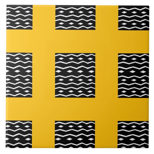 afrikanische Kunst, ethnisches Muster Orange Fliese (Vorderseite)