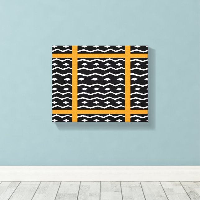 afrikanische Kunst, ethnisches Muster Orange Leinwanddruck (Insitu (Holzboden))