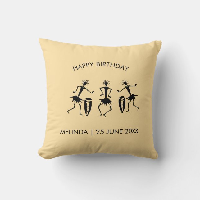 Afrikanische Kunst, glücklicher Tanz Kissen (Vorderseite)