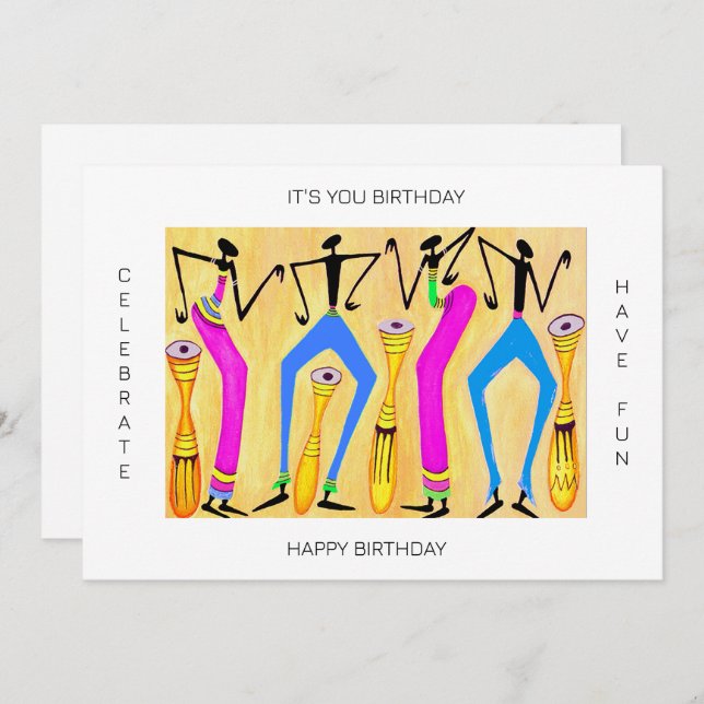 Afrikanische Kunst in Aquarellen, Phantastisches P Karte (Vorne/Hinten)