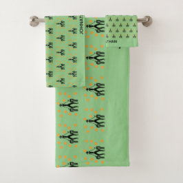 Afrikanische Kunst, Musik und Silhouette Badhandtuch Set