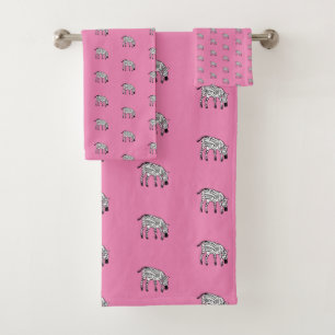 Afrikanische Kunst, Niedliches kenianisches Zebras Badhandtuch Set