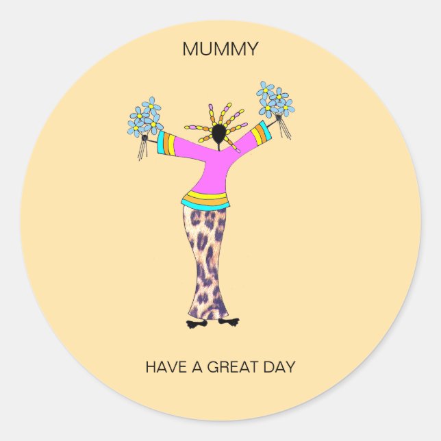 Afrikanische Kunst, Phantastische Tagesmuschekarte Runder Aufkleber (Vorderseite)