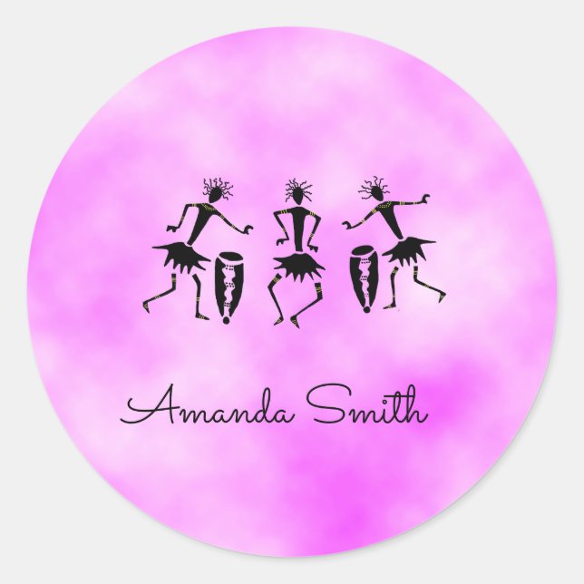 afrikanische Kunst, rosa Cloud Inspiration Tanz Runder Aufkleber (Vorderseite)