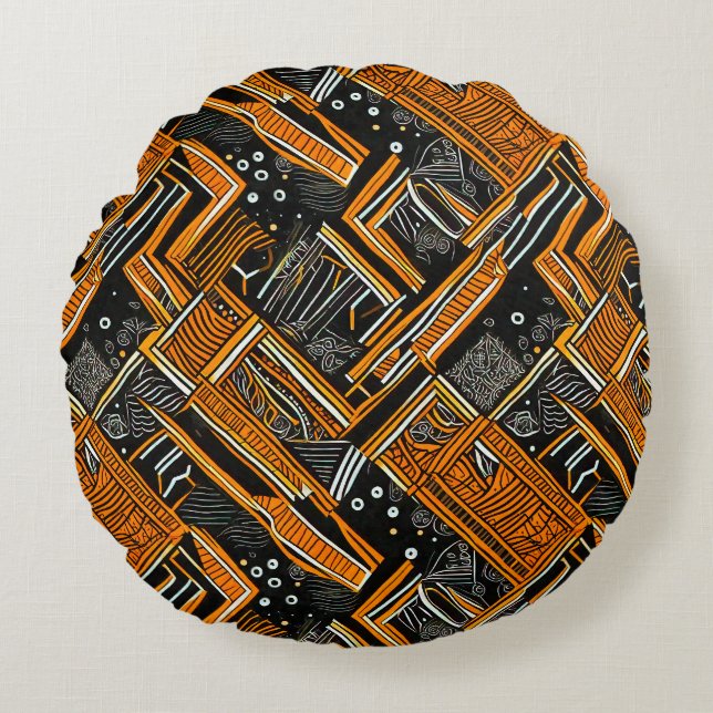 afrikanische Kunst Rundes Kissen (Vorderseite)