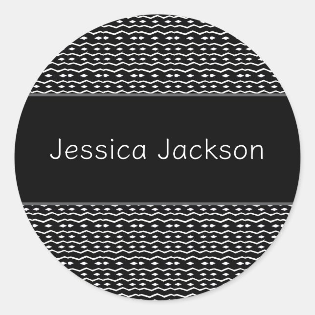 Afrikanische Kunst, Schwarz-Weiß-Muster Runder Aufkleber (Vorderseite)