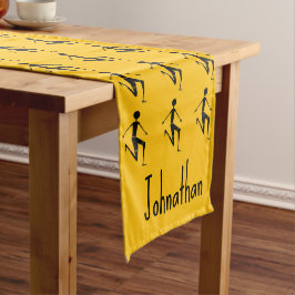 Afrikanische Kunst, Silhouette Athletin Orange Pat Kurzer Tischläufer