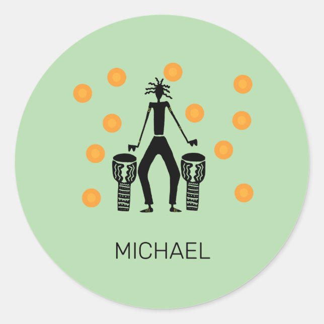 Afrikanische Kunst - Silhouette Runder Aufkleber (Vorderseite)