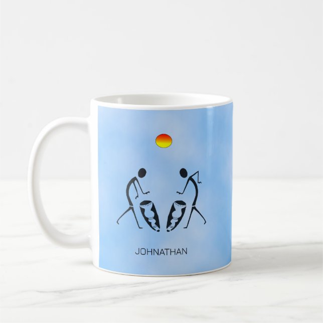 Afrikanische Kunst, Silhouette-Tänzer und Drumming Kaffeetasse (Links)
