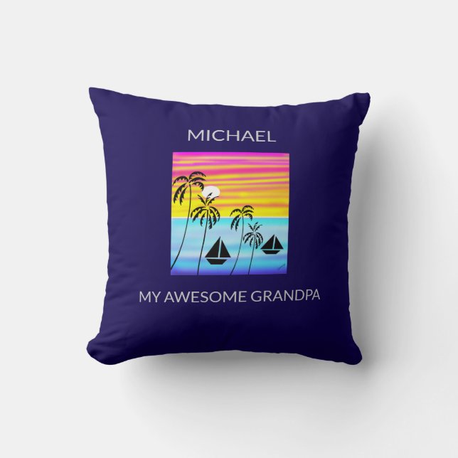 Afrikanische Kunst, tropischer Sommer Sonnenunterg Kissen (Vorderseite)