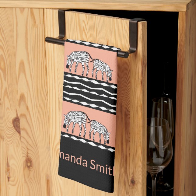 Afrikanische Kunst, Zebras-Muster Gelb Geschirrtuch (Drittel gefaltet)