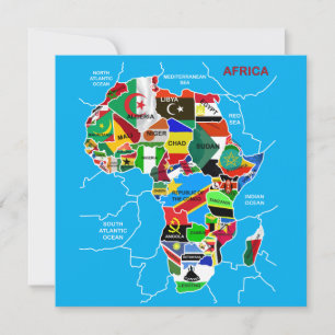 Afrikanische Landkarte mit Flaggen Feiertagskarte