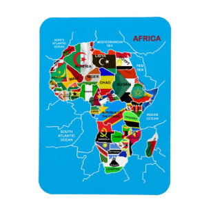 Afrikanische Landkarte mit Flaggen Magnet