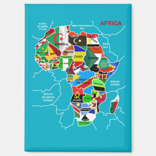Afrikanische Landkarte mit Flaggen Magnet