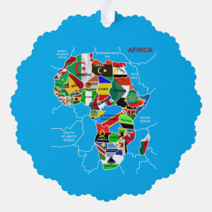 Afrikanische Landkarte mit Flaggen Ornament Karte