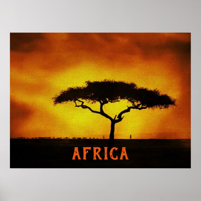 Afrikanische Landschaft Acacia Tree Poster (Vorne)