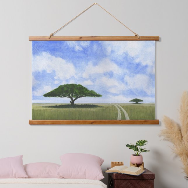 Afrikanische Landschaft Wandteppich Mit Holzrahmen (Schlafzimmer)