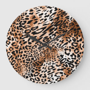 afrikanische Leopardrucke nahtlos Große Wanduhr