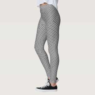 Afrikanische Linien mit grauer und weißer Geometri Leggings