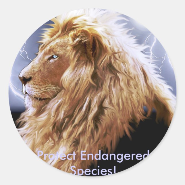Afrikanische Lion gefährdete Arten Runder Aufkleber (Vorderseite)