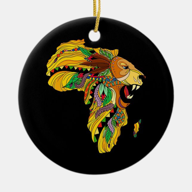 Afrikanische Lion Keramik Ornament (Vorne)