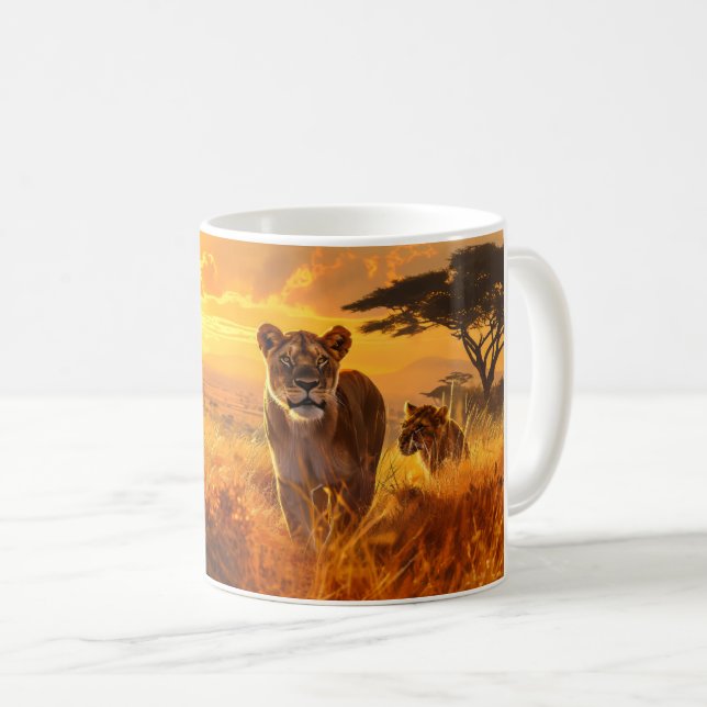 Afrikanische Lioness Kaffeetasse (VorderseiteRechts)