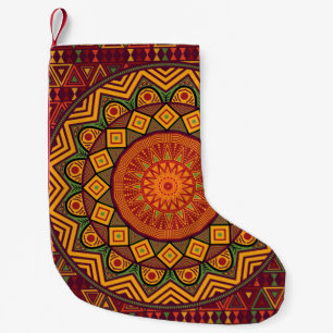 Afrikanische Mandala, polynesische Rundkonstruktio Kleiner Weihnachtsstrumpf