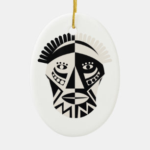 Afrikanische Mask Primitive Folk Art Keramikornament