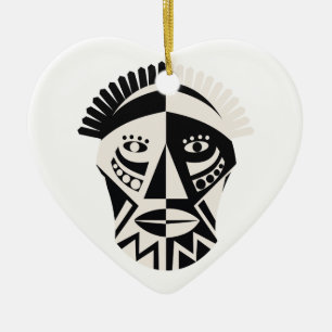 Afrikanische Mask Primitive Folk Art Keramikornament