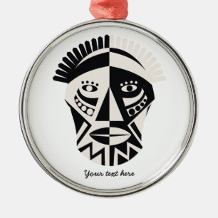 Afrikanische Mask Primitive Folk Art Ornament Aus Metall