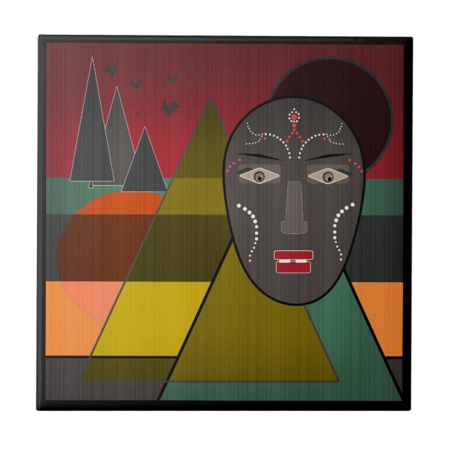Afrikanische Maske Fliese (Vorderseite)