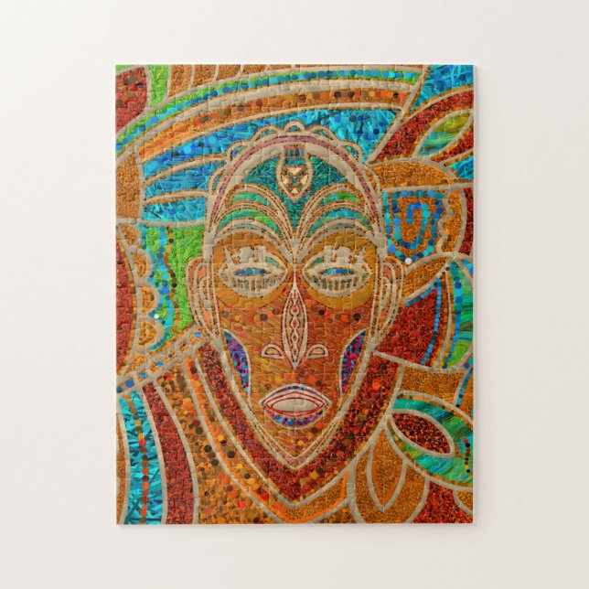 Afrikanische Maske-Illustration Puzzle (Vertikal)