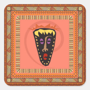 Afrikanische Maske Quadratischer Aufkleber