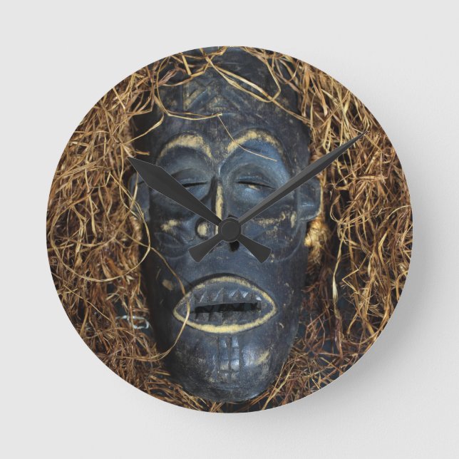 Afrikanische Maske Runde Wanduhr (Vorderseite)