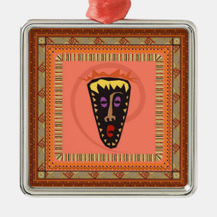 Afrikanische Maske Silbernes Ornament