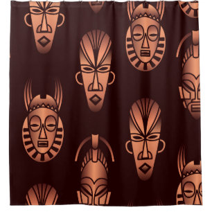 Afrikanische Masken, dunkler Hintergrund Duschvorhang