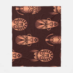Afrikanische Masken, dunkler Hintergrund Fleecedecke