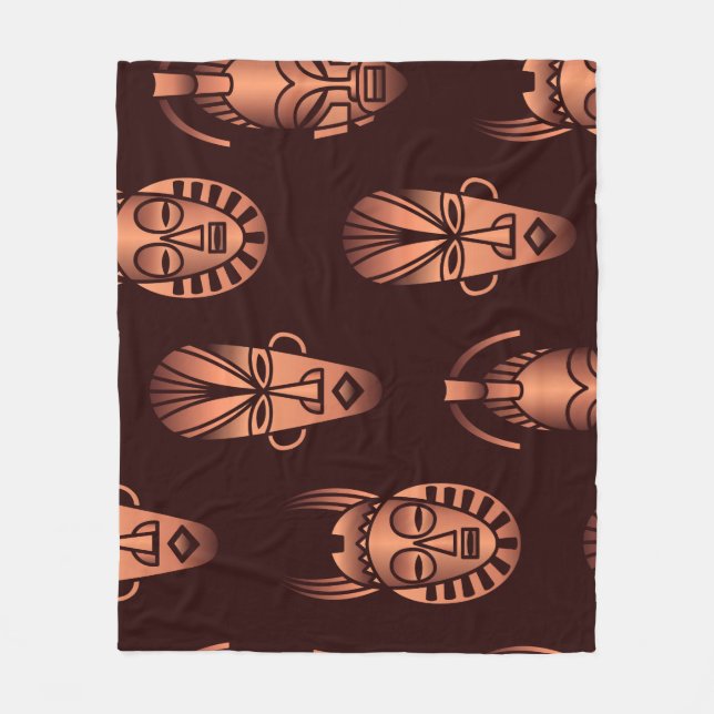Afrikanische Masken, dunkler Hintergrund Fleecedecke (Vorderseite)