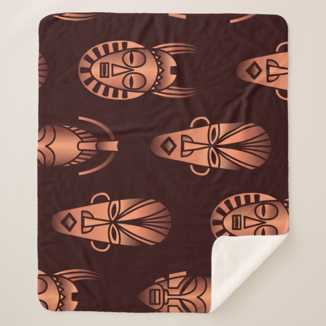 Afrikanische Masken, dunkler Hintergrund Sherpadecke (Vorderseite)