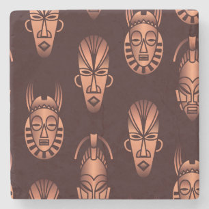 Afrikanische Masken, dunkler Hintergrund Steinuntersetzer