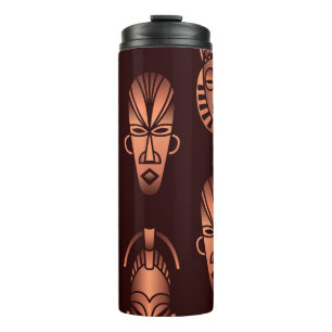 Afrikanische Masken, dunkler Hintergrund Thermosbecher