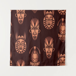 Afrikanische Masken, dunkler Hintergrund Wandteppich