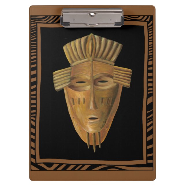 Afrikanische Masken-Malerei von Chariklia Zarris Klemmbrett (Vorderseite)