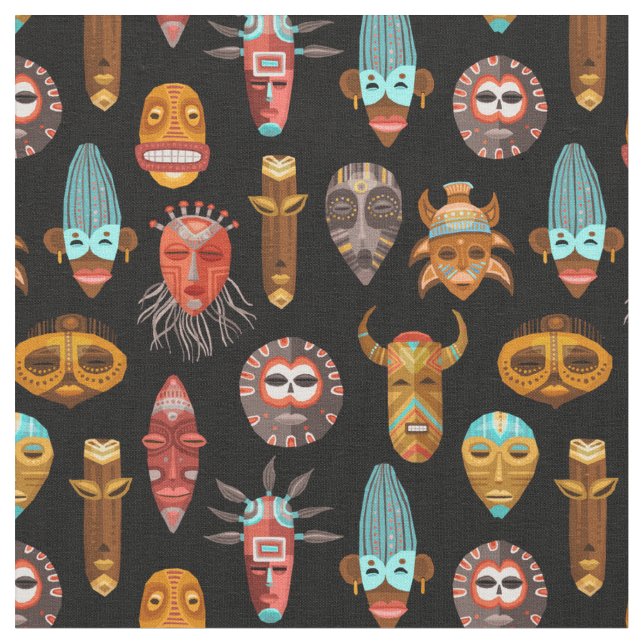 Afrikanische Masken Stoff (Nahaufnahme)