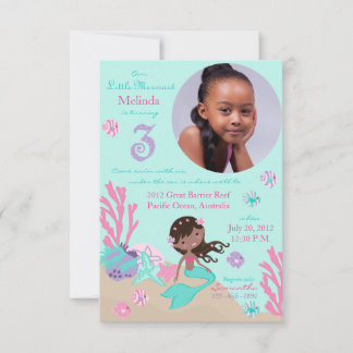 Afrikanische Mermaid Dritte Geburtstagseinladung Einladung