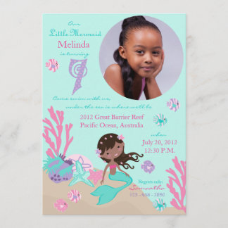 Afrikanische Mermaid Siebter Geburtstag Einladung
